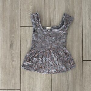 Floral Gray-Blue Women's Top